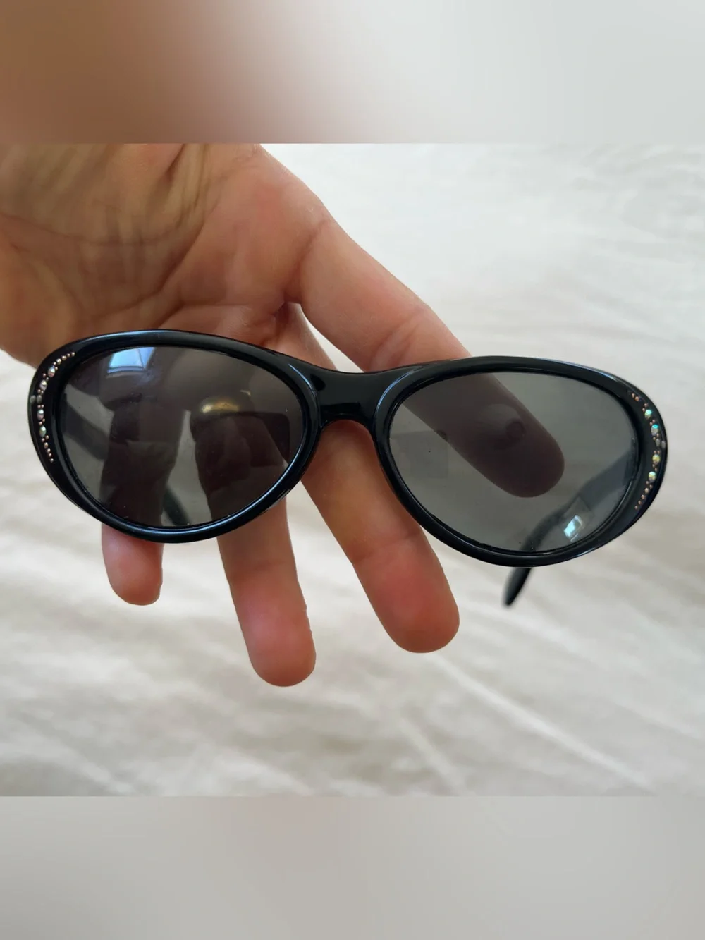 Nilsol Italy Black Women's Fashion Sunglasses with Rhinestone Detail